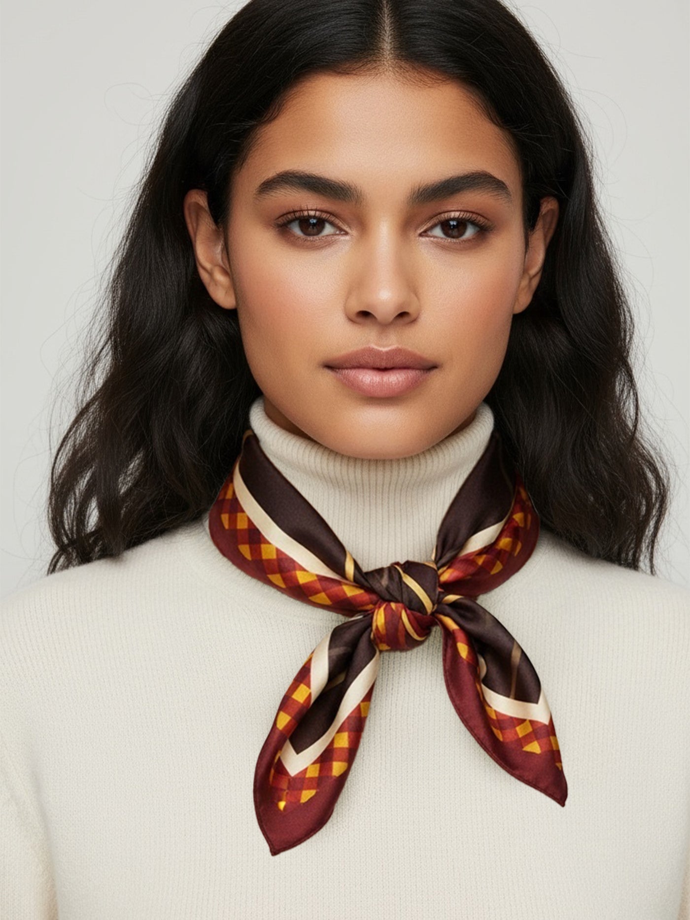 Square Silk Bag Tie - Dark Bordeaux