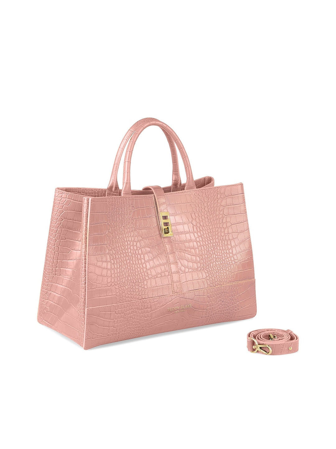 【美品】Teddy Blake ショルダーバッグ 2way クロコ型押し ピンク Lola Croco 15