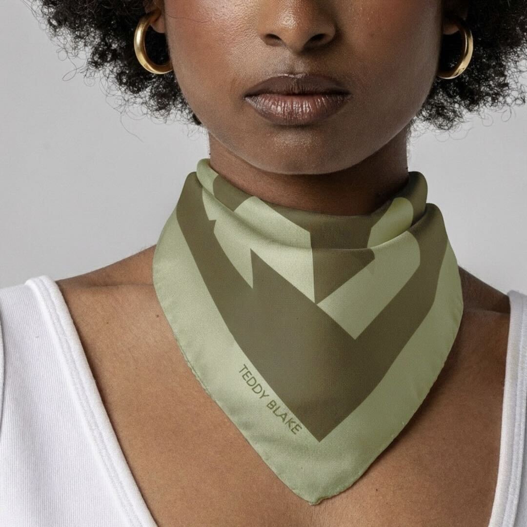 Square Silk Bag Tie - Olive