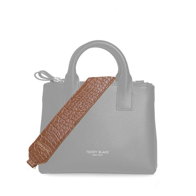 Croco Leather Wide Strap - Camel Brown