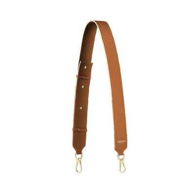 Stampato Leather Wide Strap - Camel Brown