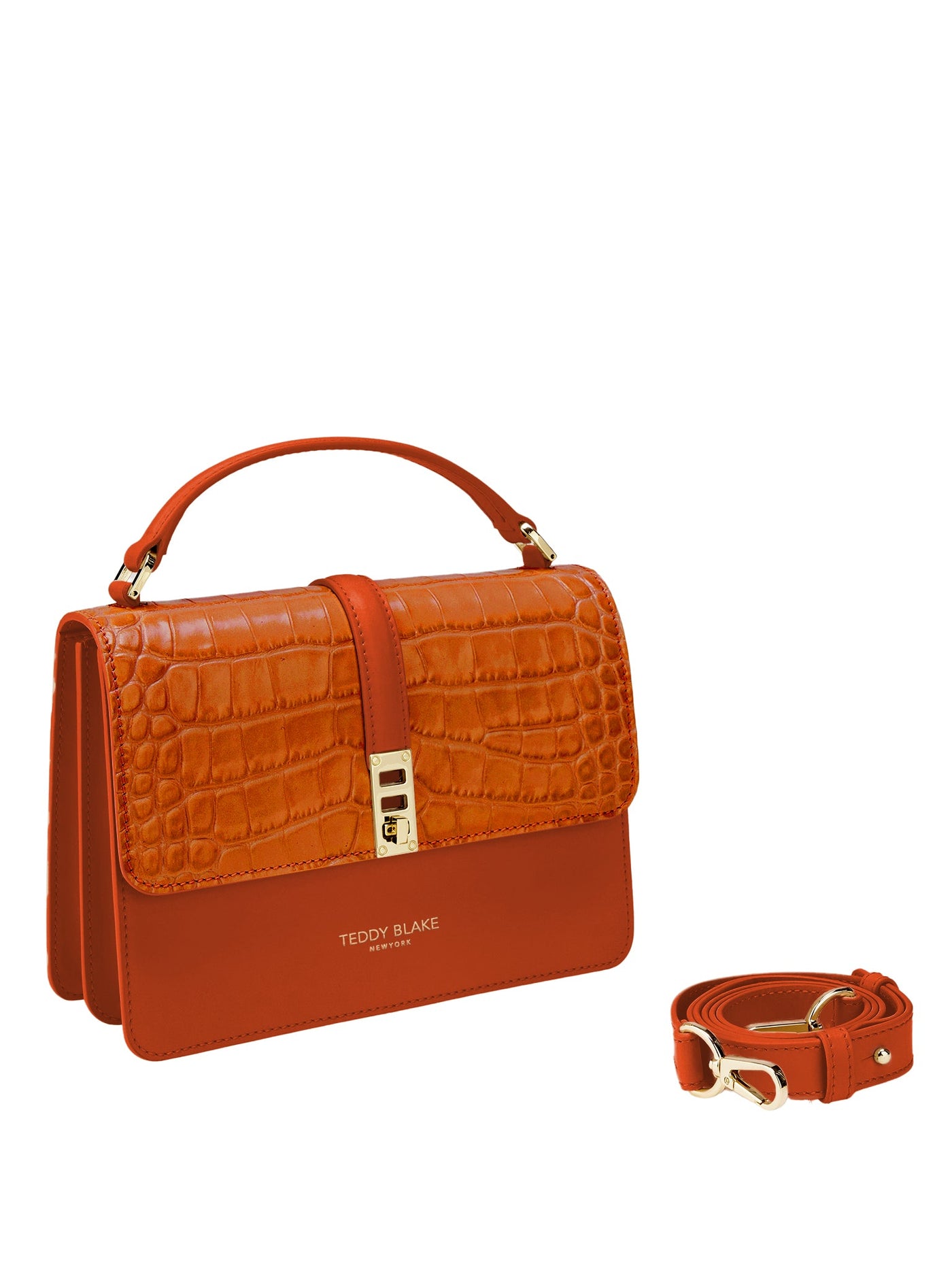 Stampato Leather Wide Strap - Orange by Teddy Blake