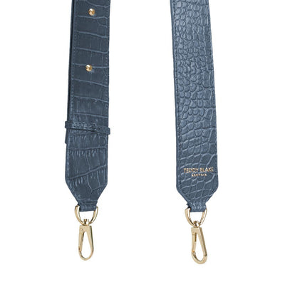 Croco Leather Wide Strap - Blue