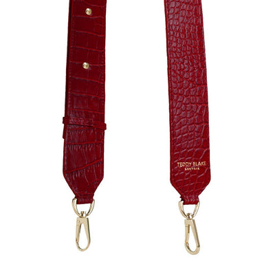 Croco Leather Wide Strap - Dark Red