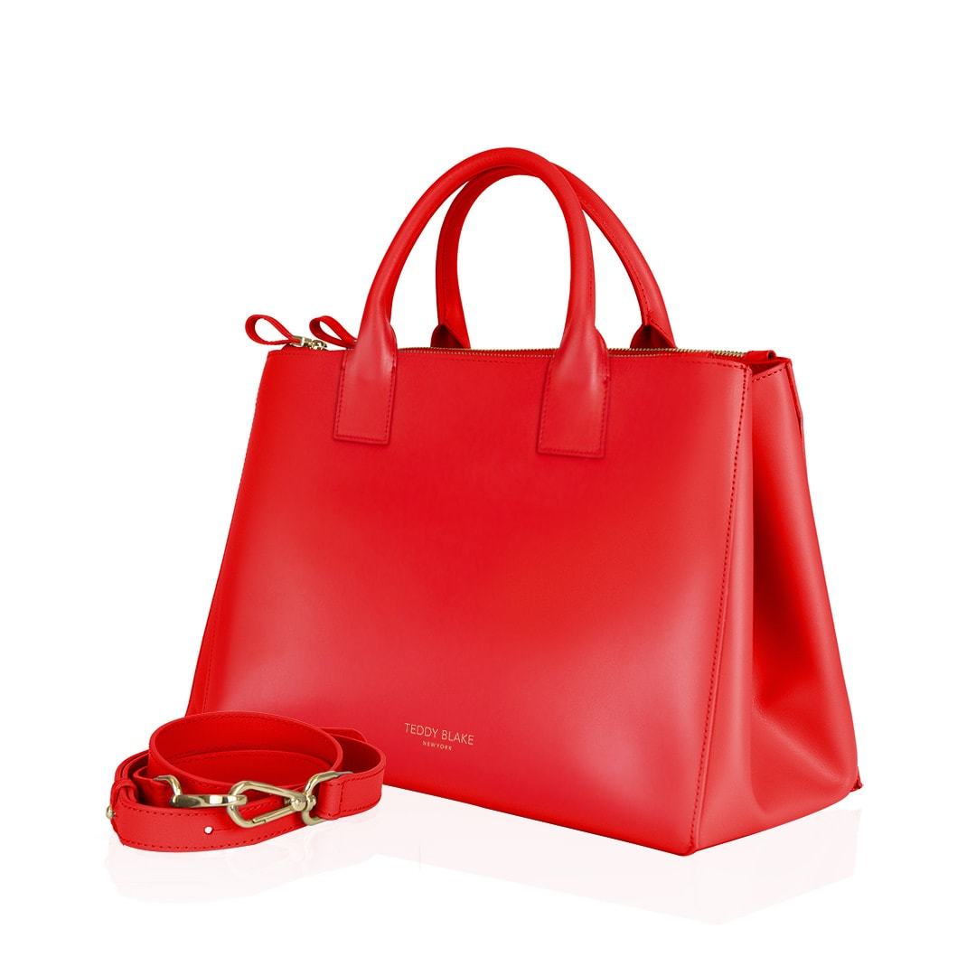 Brand New: Teddy Blake Leather Handbag 'Bella Vitello 15" - Black/Red