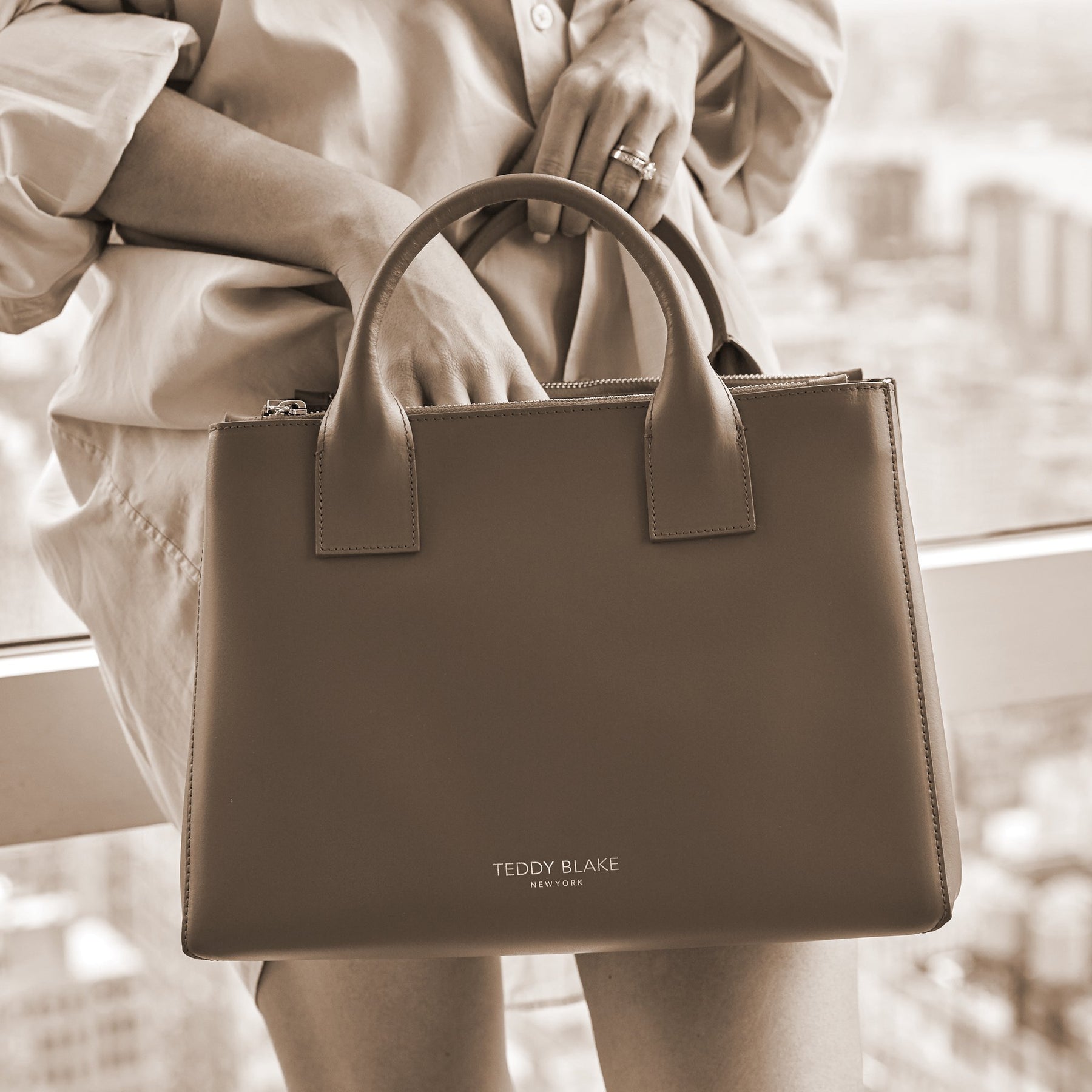 Teddy Blake New York Womens Genuine Leather Silver Studded Handbag Dustbag  Italy