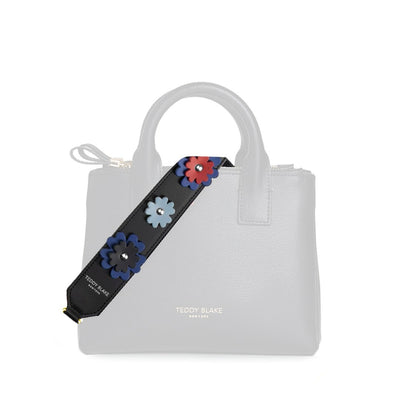 Flower Leather Strap Silver - Red&Blue